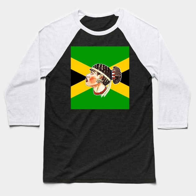 Black girl with Jamaican flag Baseball T-Shirt by Marccelus